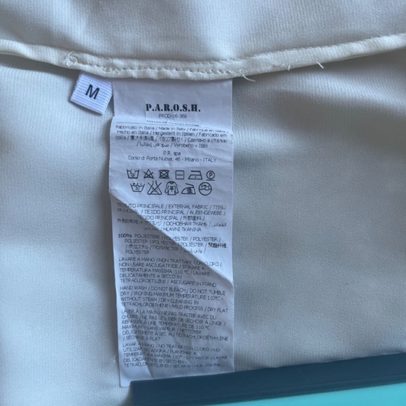 P.A.R.O.S.H. Cocktail Blouse Shirt Piano With Pleated Poet Sleeves Cream/Beige - Picture 13 of 14